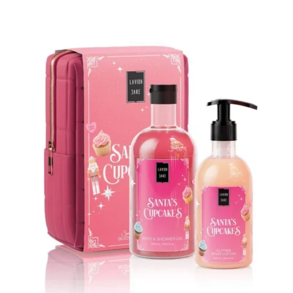 Lavish Care XMAS PROMO 2025 Santa's Cupcakes με Bath & Shower Gel 500ml & Glitter Body Lotion 300ml & ΔΩΡΟ Νεσεσέρ