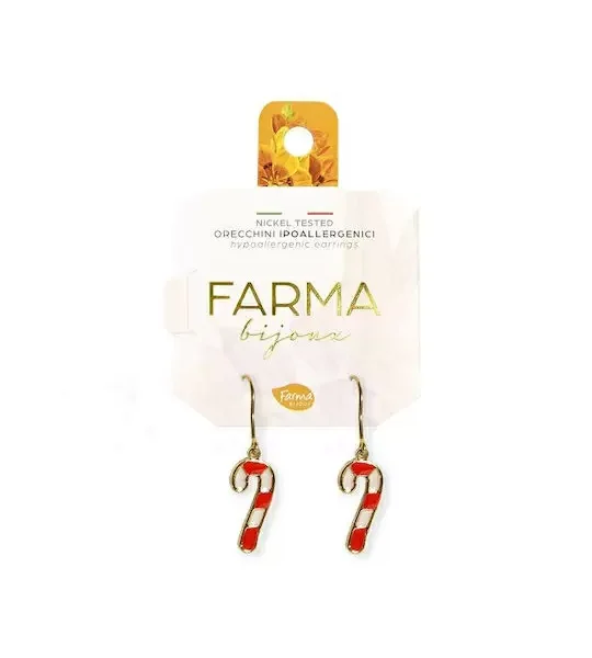 Farma Bijoux Υποαλλεργικά Σκουλαρίκια Κρεμαστό Χριστουγεννιάτικο Ζαχαρωτό 25mm