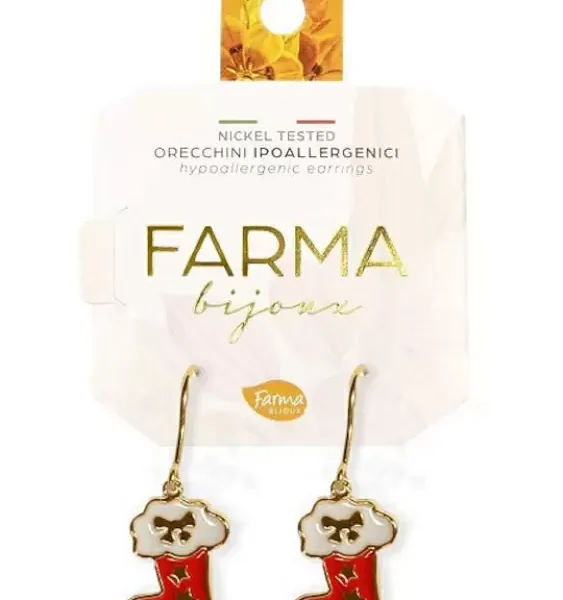 Farma Bijoux Υποαλλεργικά Σκουλαρίκια Κρεμαστές Χριστουγεννιάτικες Κάλτσες 25mm