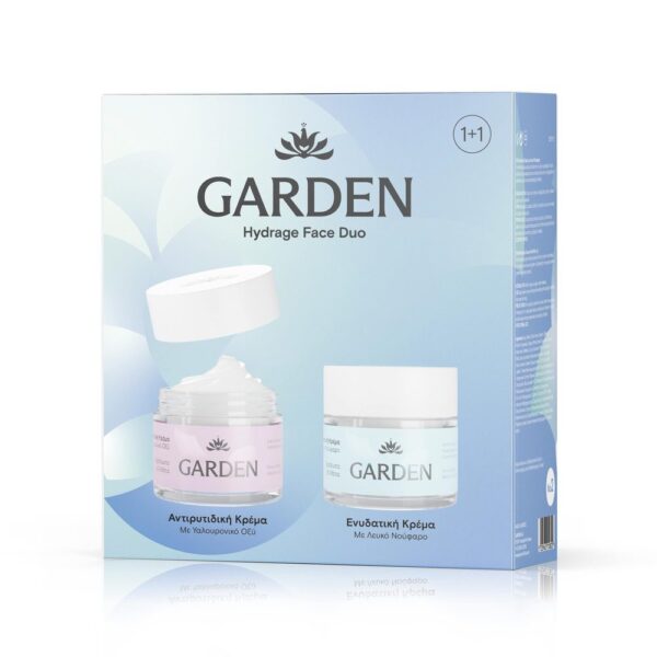 GARDEN HYDRA AGE FACE DUO | Αντιρυτιδική Κρέμα με Υαλουρονικό Οξύ 50ml + Ενυδατική Κρέμα με Λευκό Νούφαρο 50ml