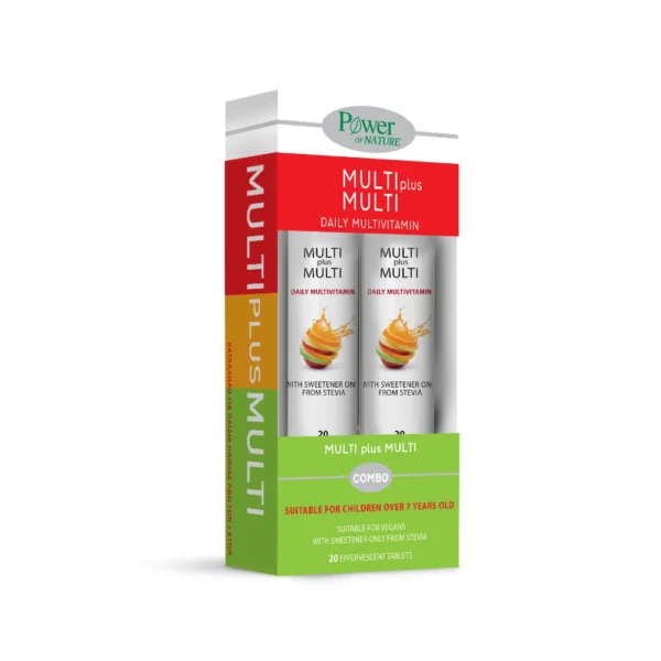 Power Health Multi+Multi Stevia 20+20eff tabs, Συμπλήρωμα Διατροφής Πολυβιταμίνης 20+20 αναβράζοντα δισκία με γεύση ροδάκινο